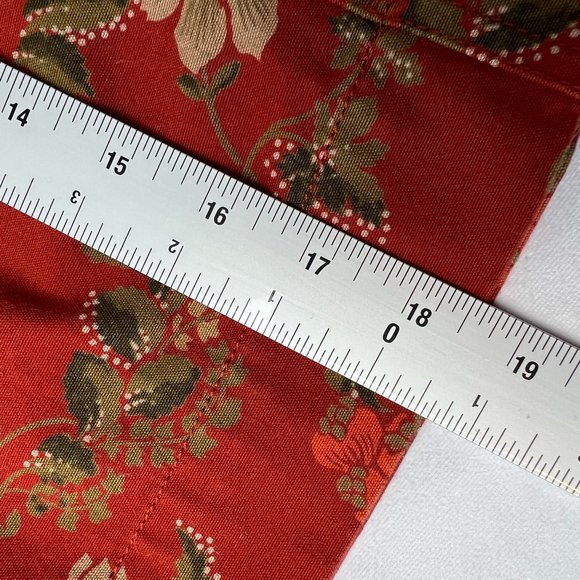 Eddie Bauer Flowered Mini Skirt Sz 10 Rust Green Tan 100% Cotton Zip Front Slit - Picture 5 of 5